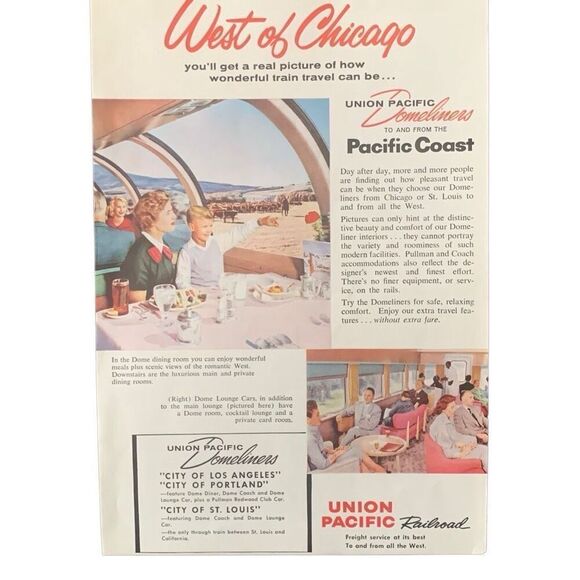 Vintage 1959 Union Pacific West Of Chicago Ad Advertisement - Picture 2 of 4